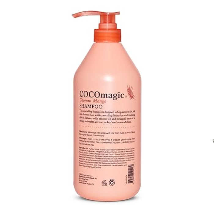Cocomagic Coconut Mango Nourishing Shampoo | Coconut Oil and Botanical Extracts | Strengthen, Restore Softness and Shine | Paraben Free, Made in USA (32 Fl Oz) - Image 2