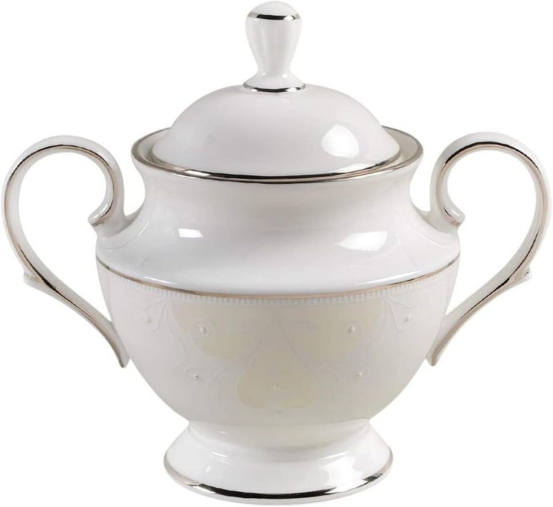 Lenox Sugar Bowl Opal Innocence Scroll White