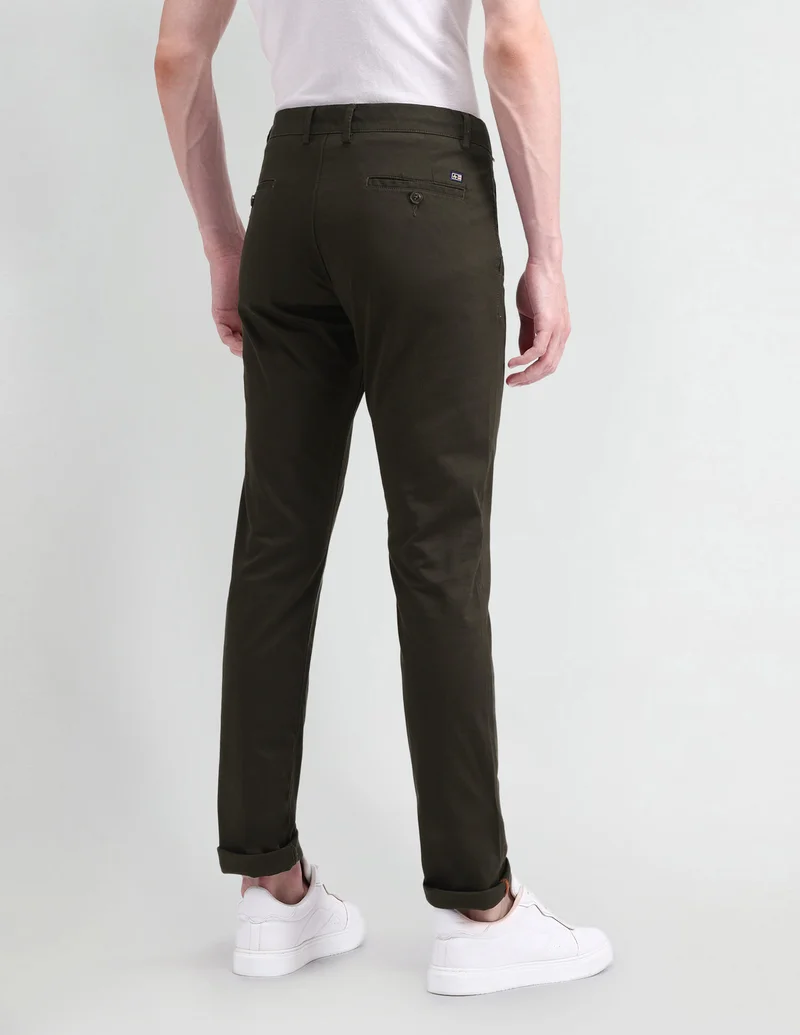 Arrow Dark Brown Slim Fit Dobby Trousers for Men | Best Price UAE