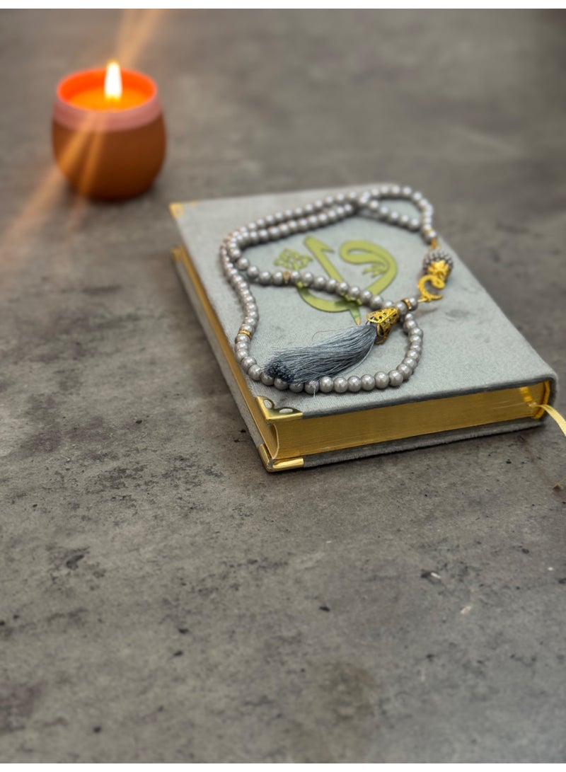 OLUDENIZ Special Edition for Arab Muslim Communities – Medium-Sized Velvet Qur’an Gift Set, Madina Uthmanic Script with Matching Rosary - Image 5