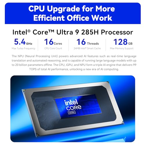 Beelink GTi15 Mini PC, Intel Ultra 9 285H (up to 5.4GHz) 16C/16T, Mini Computer 96GB DDR5 2TB PCIe4.0 SSD, Triple Display HDMI&DP/USB-C/WiFi7/BT5.4/NPU/4K 144Hz/Support AI/W-11 Pro - Image 3