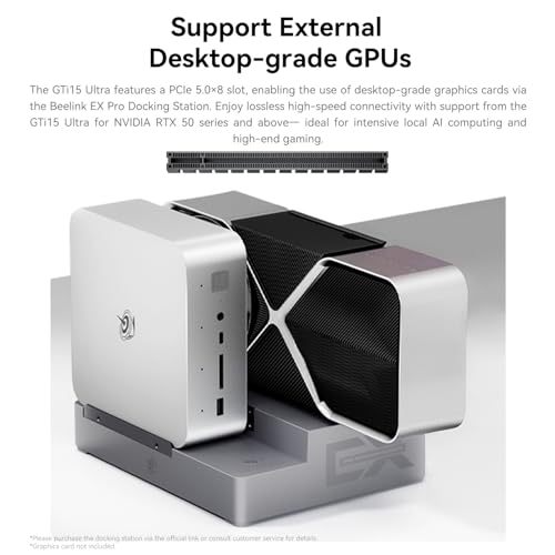 Beelink GTi15 Mini PC, Intel Ultra 9 285H (up to 5.4GHz) 16C/16T, Mini Computer 96GB DDR5 2TB PCIe4.0 SSD, Triple Display HDMI&DP/USB-C/WiFi7/BT5.4/NPU/4K 144Hz/Support AI/W-11 Pro - Image 2