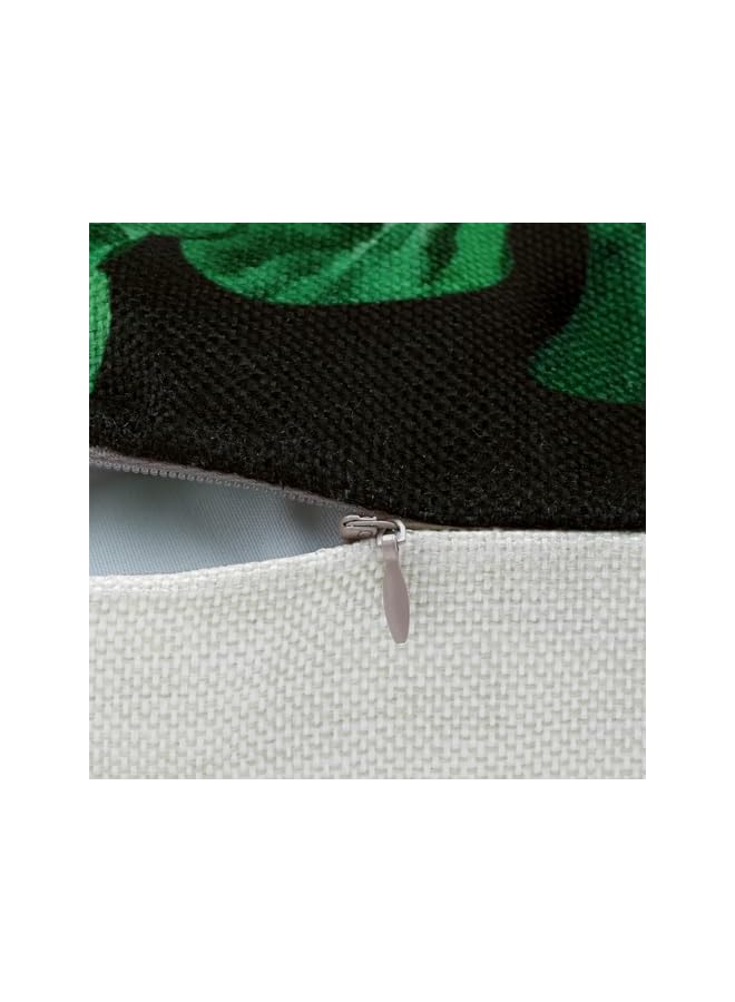 The Bros Set of 4 Tropical Leaves Cushion Covers 45 x 45 cm Green Plant Polyester Linen Decorative Pillowcase for Sofa, Beds, Chairs, Car, Living Room, Home Decor - Image 5