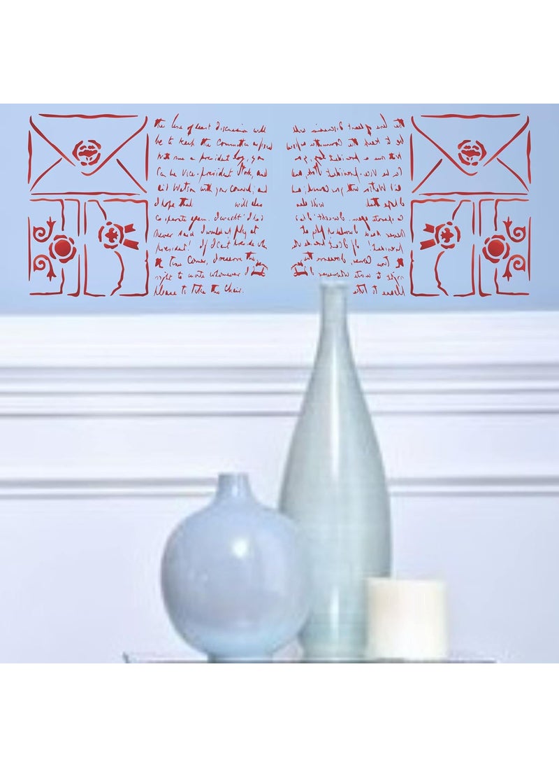 Usnyabni Envelope Stencil, 8.5 x 6.5 inch (M) - Vintage Ephemera Style Script Mail Envelopes Stencils for Painting Template  - Image 4