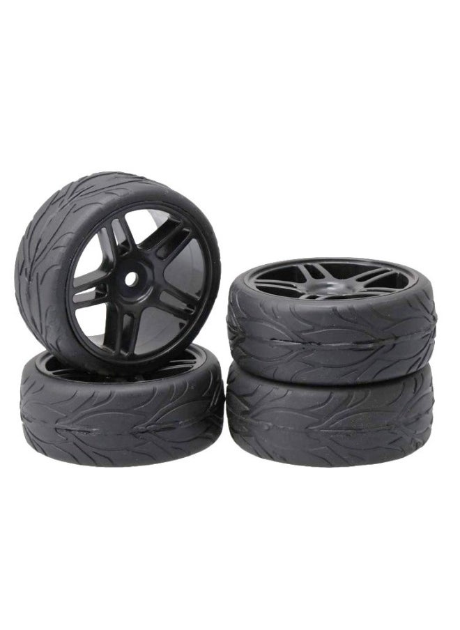 Generic - 1/10 Level Running Racing Highway Street Running RV Wear-resistant Tire HSP Unlimited RC Remote Control Model Car Four Pack-Color:D9 + A Wheel Hub - Image 1