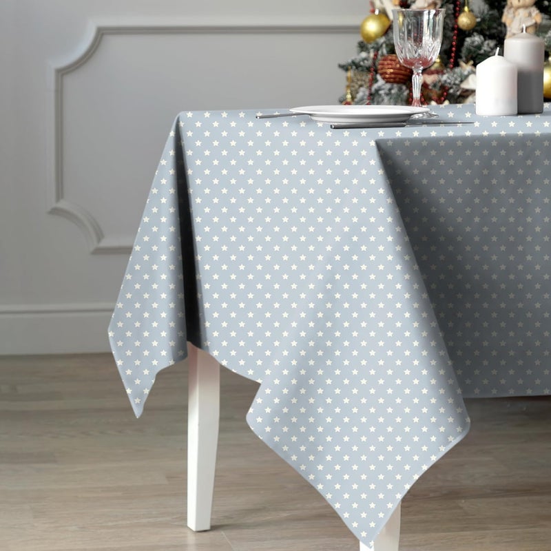Casableu Spring Gallery Star Metallic Silver 6 Seater Table Cloth Dust-Proof Table Cover for Dinning Tabletop Decoration | Size: 50x72 Inches | - Image 1