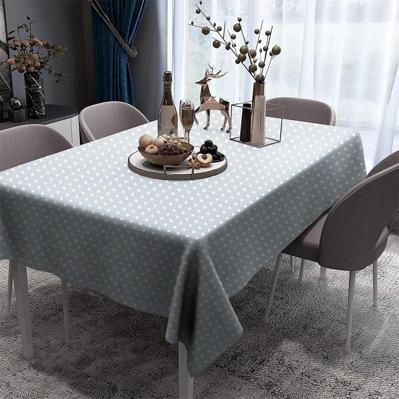 Casableu Spring Gallery Star Metallic Silver 6 Seater Table Cloth Dust-Proof Table Cover for Dinning Tabletop Decoration | Size: 50x72 Inches | - Image 3