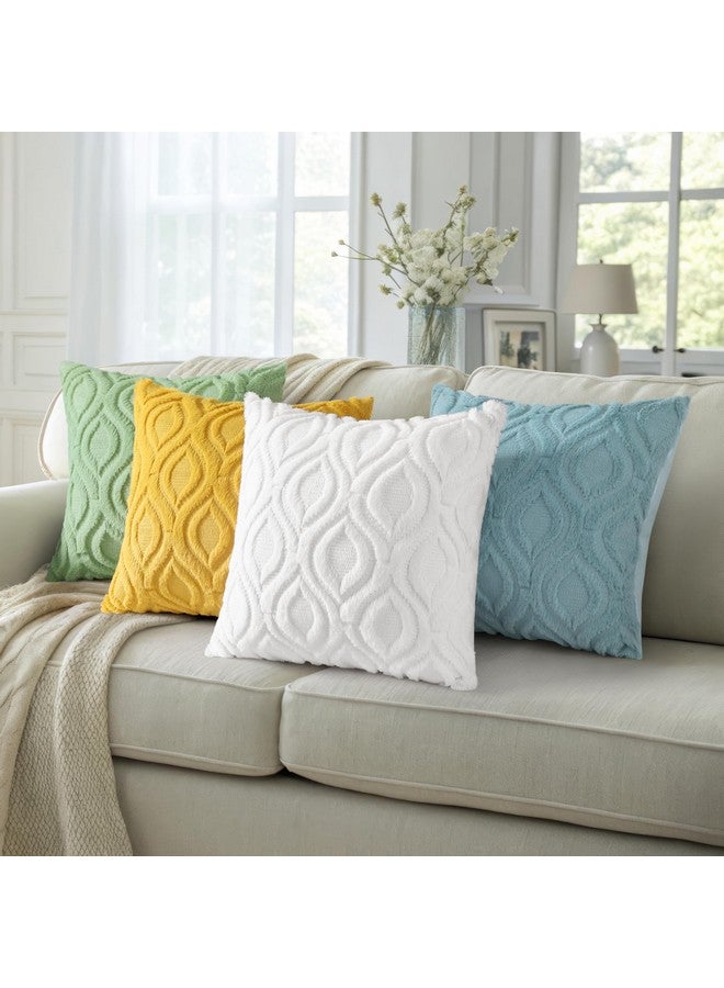 decorUhome decorUhome Throw Pillow Covers 18x18 Inch Set of 2, Soft Plush Faux Wool White Couch Pillow Covers, Spring Solid Dyed Accent Pillow Cases for Sofa Bed Living Room Home Decor - Image 5