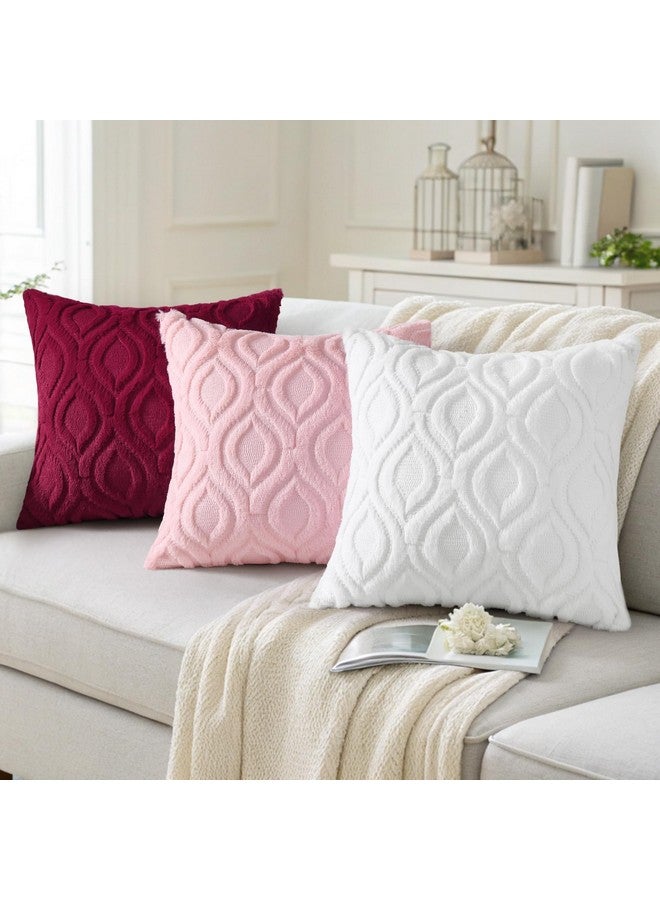 decorUhome decorUhome Throw Pillow Covers 18x18 Inch Set of 2, Soft Plush Faux Wool White Couch Pillow Covers, Spring Solid Dyed Accent Pillow Cases for Sofa Bed Living Room Home Decor - Image 4