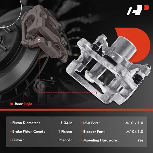 A-Premium Disc Brake Caliper Assembly with Bracket Compatible with Select Hyundai and Kia Models - Sonata 2011-2015, Optima 2011-2015 - Rear Right Passenger Side - Image 2