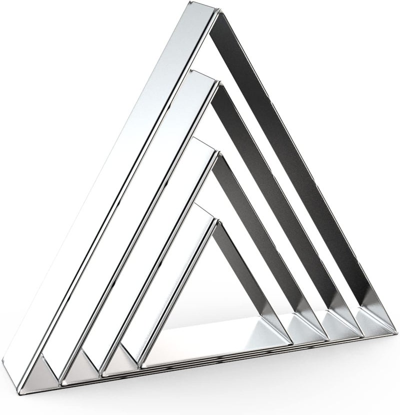 QAAQS Equilateral Triangle Cookie Cutter Set Large - 5 Inch, 4 Inch, 3 Inch, 2 Inch - Geometric Frame Plaque Cookie Cutters Shapes Molds - Stainless Steel - Image 1
