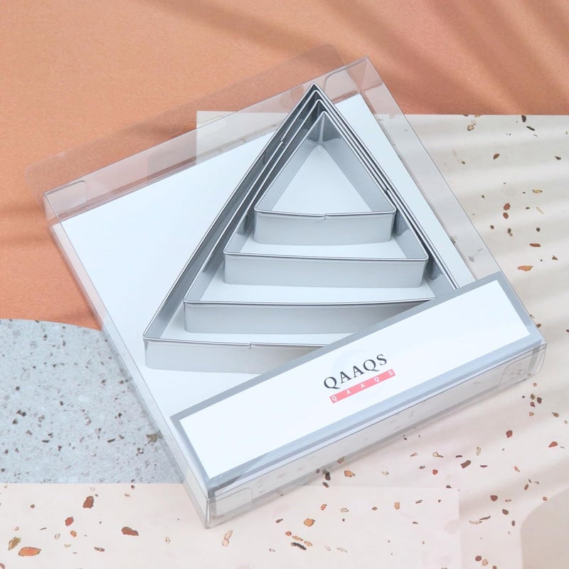 QAAQS Equilateral Triangle Cookie Cutter Set Large - 5 Inch, 4 Inch, 3 Inch, 2 Inch - Geometric Frame Plaque Cookie Cutters Shapes Molds - Stainless Steel - Image 5