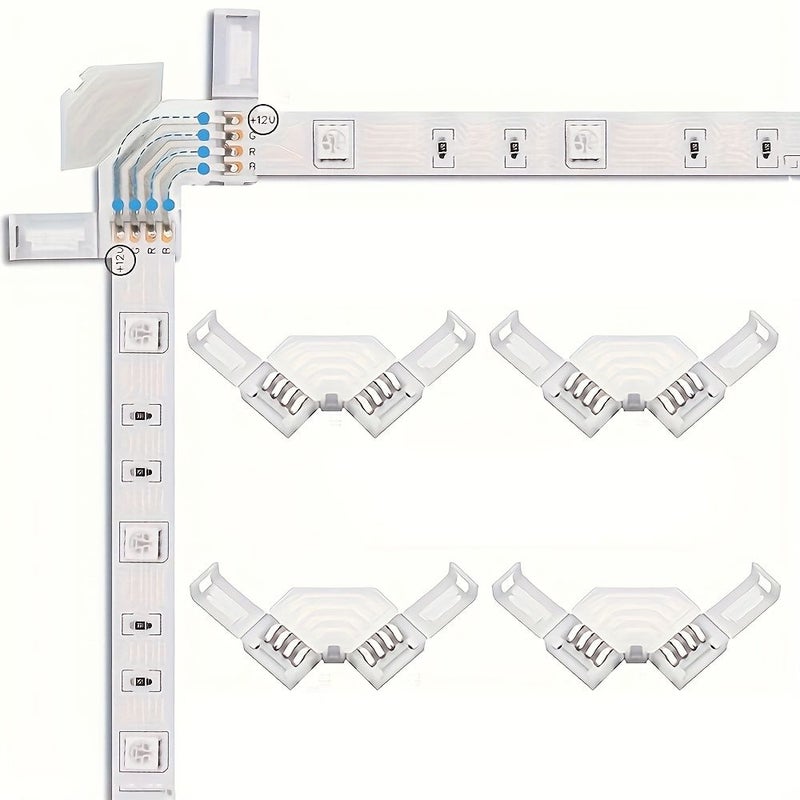 4Pin 10mm Solderless Wireless Quick Connector For 5050 RGB Multicolor LED Strip Light 0.394In Corner Connector 4pcs - Image 1