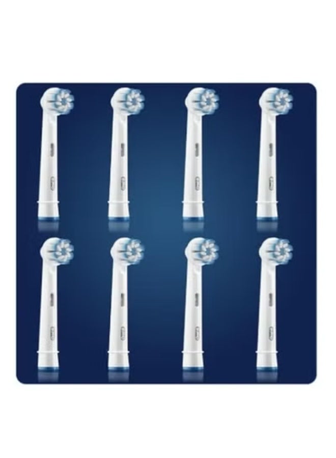 أورال بي رأس فرشاة الأسنان الكهربائية النظيفة الحساسة Oral-B ، على شكل X و فرشات ناعمة إضافية لإزالة الفرشاة اللطيفة وإزالة اللوحة ، حزمة من 8 رؤوس فرشاة الأسنان ، أبيض (قد تختلف التعبئة) - Image 4