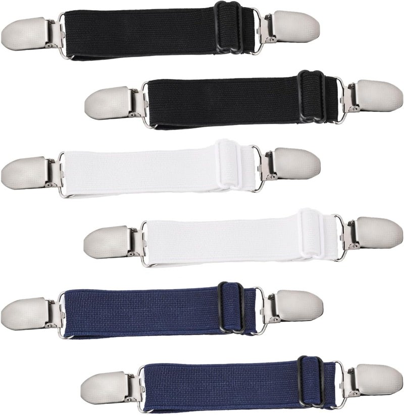 Bukela Adjustable Hip Elastic Belt, 6 Pcs Elastic Band for Sewing Pant Waist Tightener Pant Belt Clip Women Men Back Cinch for Jeans Pants Dresses black blue white large - Image 1