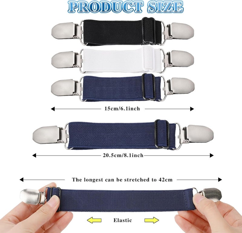 Bukela Adjustable Hip Elastic Belt, 6 Pcs Elastic Band for Sewing Pant Waist Tightener Pant Belt Clip Women Men Back Cinch for Jeans Pants Dresses black blue white large - Image 3