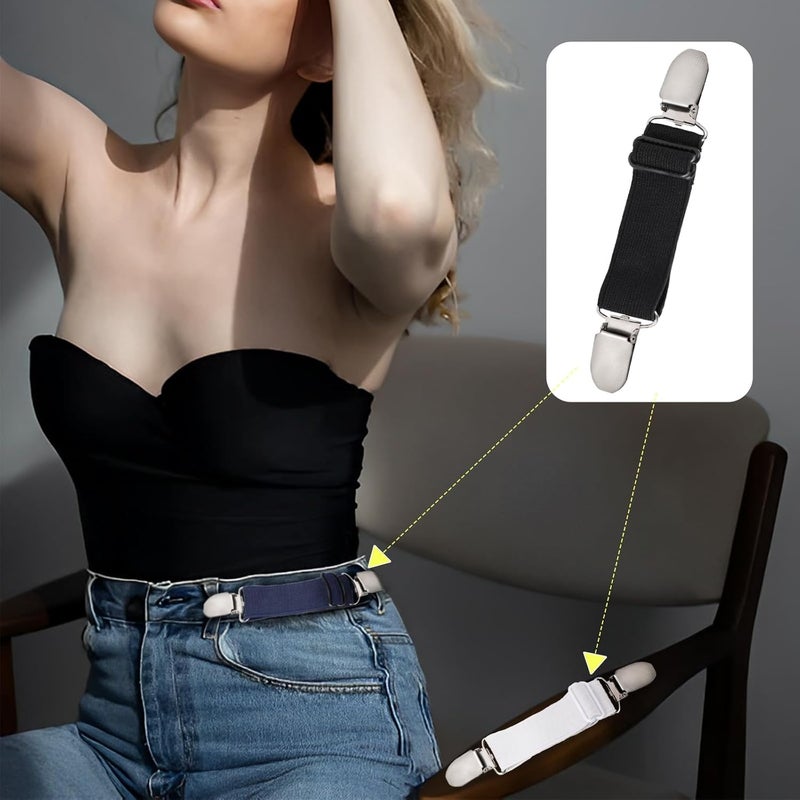 Bukela Adjustable Hip Elastic Belt, 6 Pcs Elastic Band for Sewing Pant Waist Tightener Pant Belt Clip Women Men Back Cinch for Jeans Pants Dresses black blue white large - Image 2