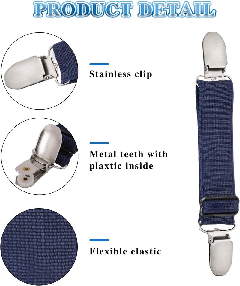 Bukela Adjustable Hip Elastic Belt, 6 Pcs Elastic Band for Sewing Pant Waist Tightener Pant Belt Clip Women Men Back Cinch for Jeans Pants Dresses black blue white large - Image 4