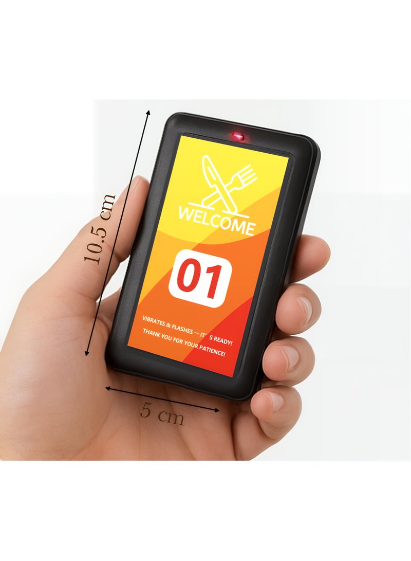 Wireless Pager System – 8 Durable Call Chips, 500m² Coverage, Vibration, LED & Beep Alerts, Waterproof, Oil-Resistant, Compact & Easy to Use, Black - Image 5