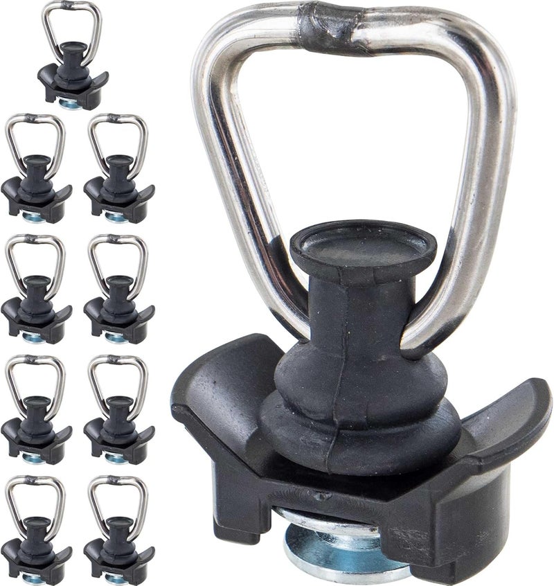 US Cargo Control Black L Track Stud Fitting with D Ring - 10 Pack - Image 1