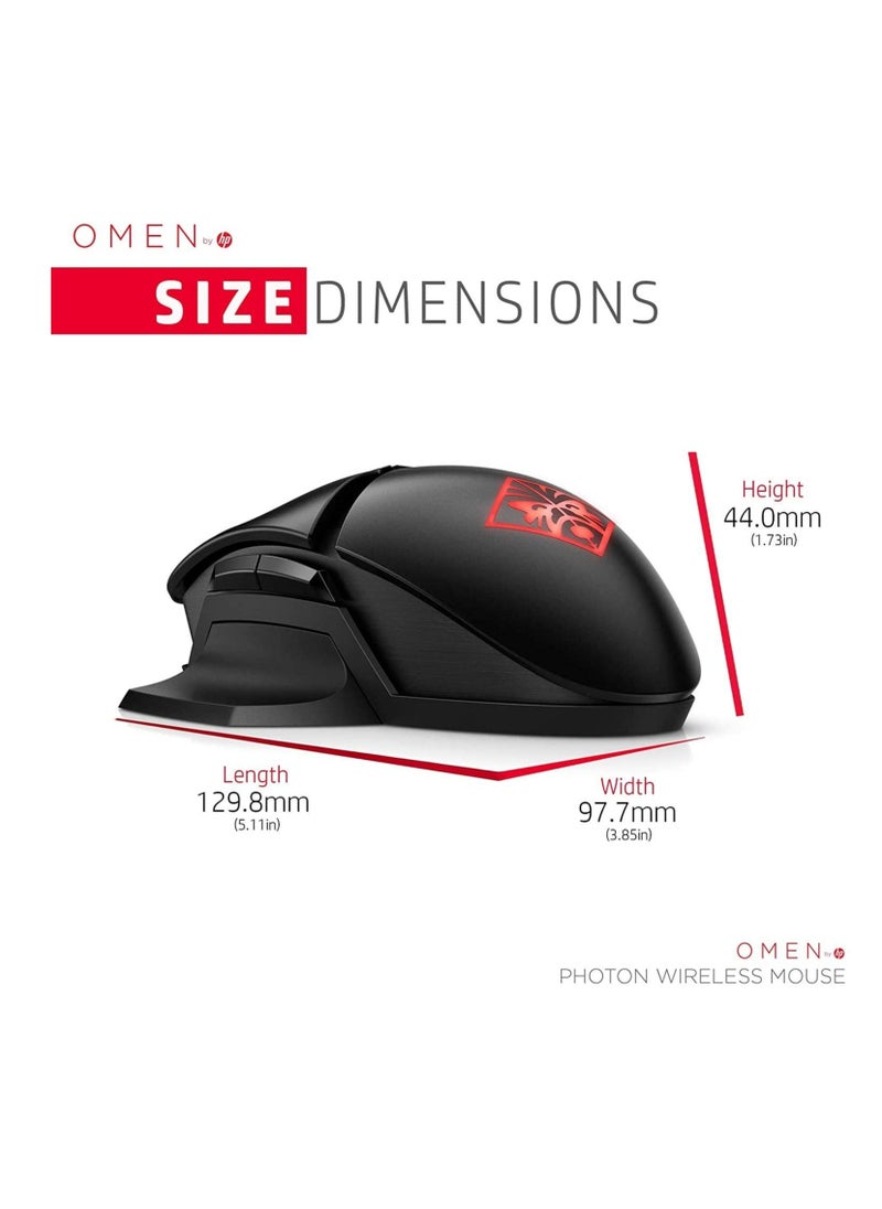 HP - Omen by HP Photon Wireless Gaming Mouse with Qi Wireless Charging, Programmable Buttons, E-Sport DPI, and Custom RGB Lighting Black - Image 1