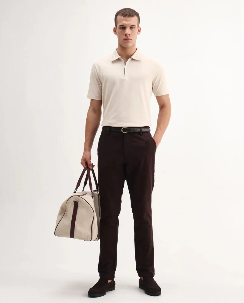 Rare Rabbit Men's Embroidered Collar Zipper Polo