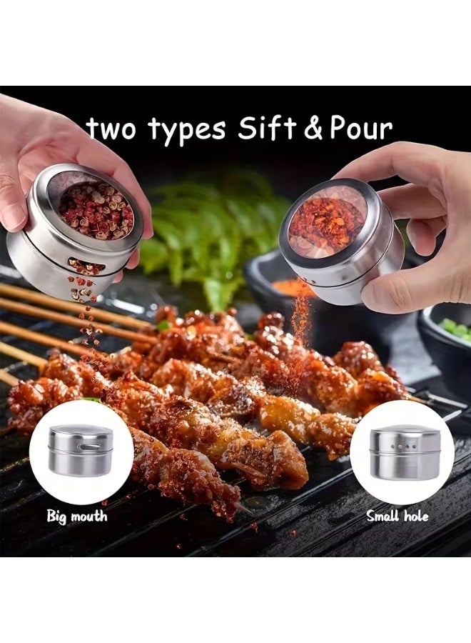 4 Pcs Magnetic Spice Jars with Metal Backing,Wall Mounted Stainless Steel Spice Tins, Excellent Sealing Seasoning Container, Rust-proof Conditment Storage Jar,for Home Kitchen Restaurant BBQ - Image 4