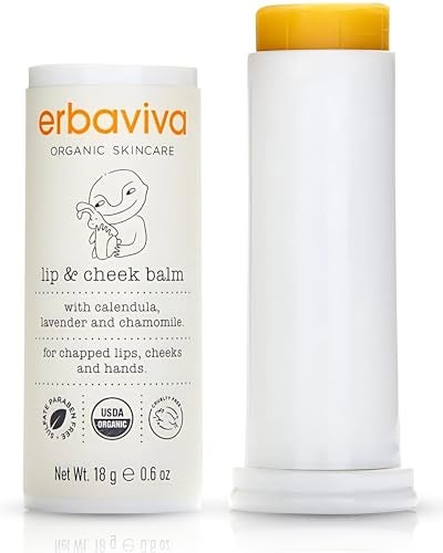 Erbaviva Organic Lip & Cheek Balm – Moisturizing Stick for Baby & Adults | USDA Organic, Shea Butter & Calendula for Dry, Chapped Skin | Lip, Cheek & Hand Protection - Image 1