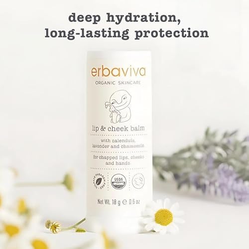 Erbaviva Organic Lip & Cheek Balm – Moisturizing Stick for Baby & Adults | USDA Organic, Shea Butter & Calendula for Dry, Chapped Skin | Lip, Cheek & Hand Protection - Image 2