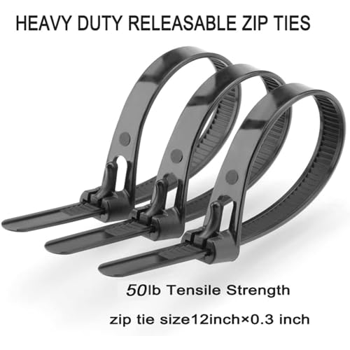 Hian 8 Inch Releasable Zip Ties, Reusable Nylon Cable Ties, For Wire Organizers, Home Improvement, Office, Outdoor, DIY Projects, Gardening, Strong, Adjustable, Multi-Use Cable Fasteners (Pack of 100) - Image 4