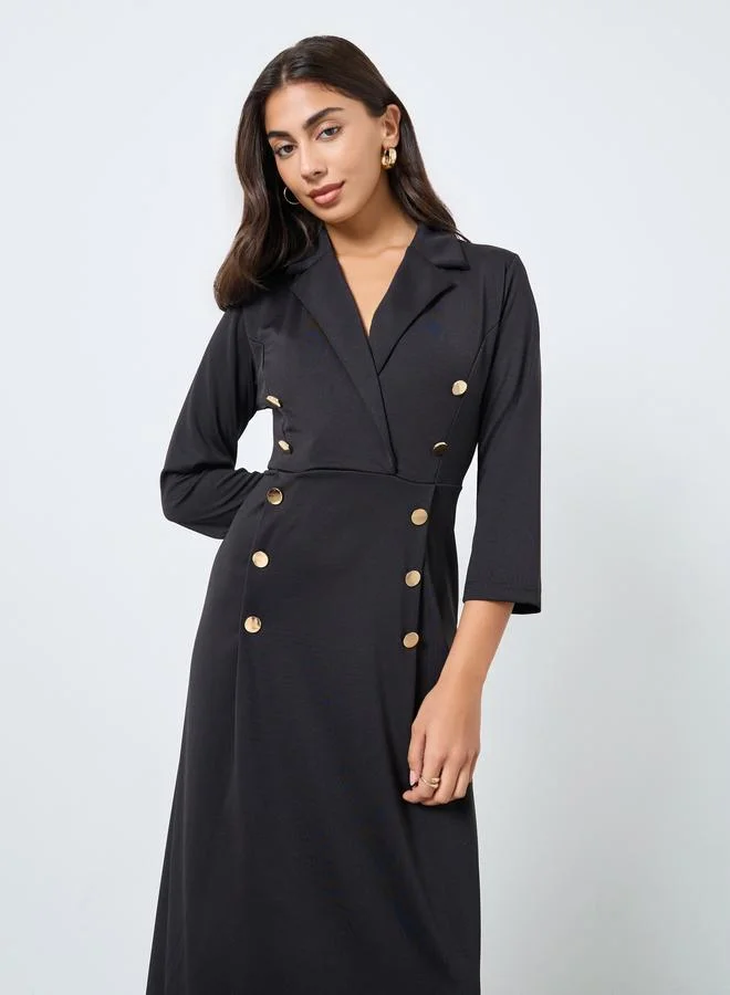 Styli Styli Black Buttoned Blazer Maxi Dress