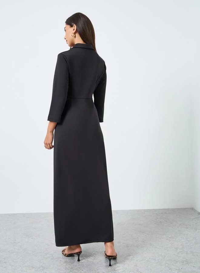 Styli Styli Black Buttoned Blazer Maxi Dress