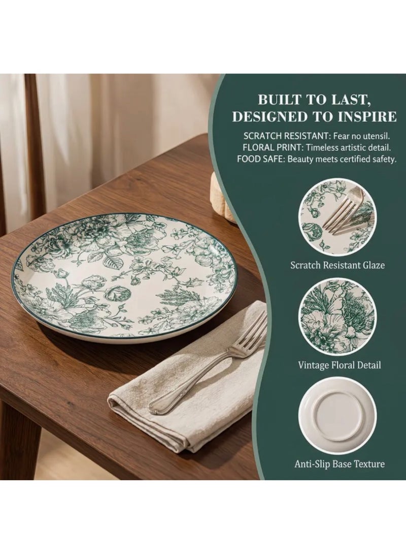 10Pcs Ceramic Dinnerware Set Gift Box | Plates,Bowls & Spoons | Elegant Floral Tableware Set |Safe for Microwave/Oven/Dishwasher Use - Image 3
