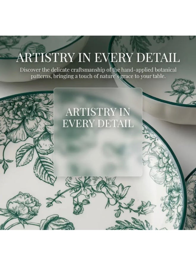 10Pcs Ceramic Dinnerware Set Gift Box | Plates,Bowls & Spoons | Elegant Floral Tableware Set |Safe for Microwave/Oven/Dishwasher Use - Image 2