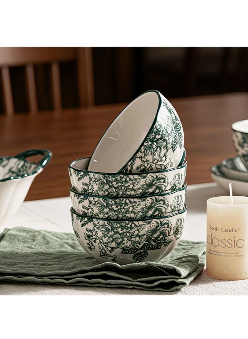 10Pcs Ceramic Dinnerware Set Gift Box | Plates,Bowls & Spoons | Elegant Floral Tableware Set |Safe for Microwave/Oven/Dishwasher Use - Image 4