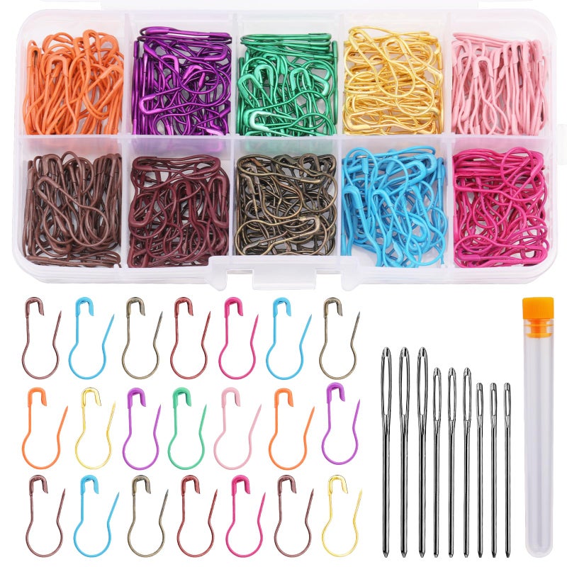 Namner Stitch Markers for Knitting10 Colors  300 Markers Crochet Safety Pins Knitting Stitch Markers Crochet Accessories with Blunt Sewing Needles