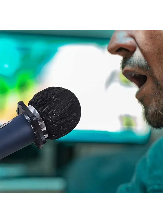 100 قطعة أغطية ميكروفون عالية المرونة للاستخدام مرة واحدة، أكمام واقية متينة من القماش غير المنسوج، مناسبة لتسجيل الاستوديو والبث المباشر والمسرح والمؤتمرات وحماية الميكروفون من الرياح في السيارة، متوافقة مع معظم الميكروفونات. - Image 5