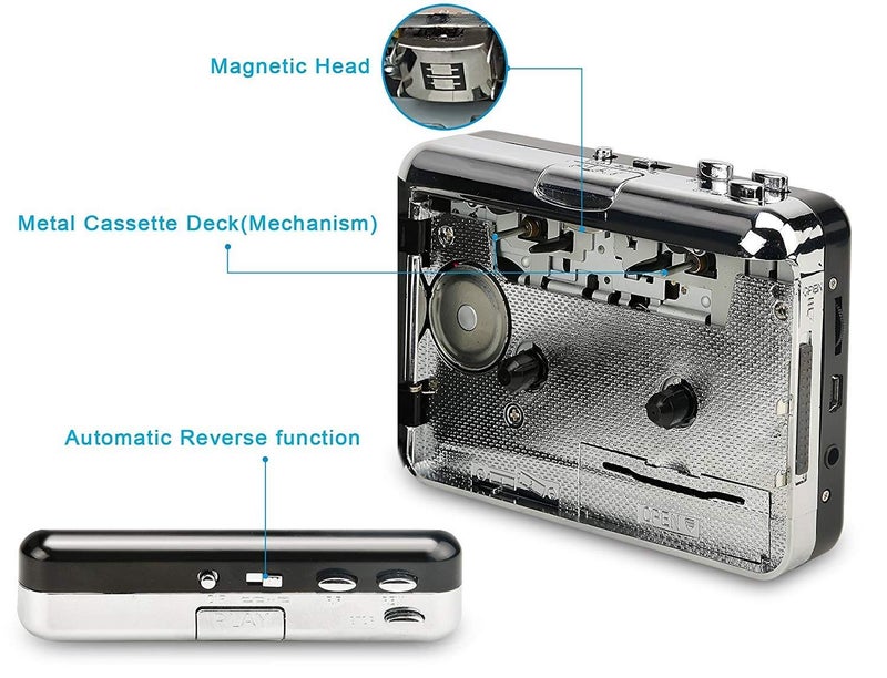 ETZIN إزكاب محول الكاسيت إلى MP3، مشغل كاسيت USB من إتزين من الأشرطة إلى MP3، ملفات رقمية للابتوب والكمبيوتر والماك مع سماعات من الأشرطة إلى MP3-إزكاب-218-EPL-148CA-01. - Image 5