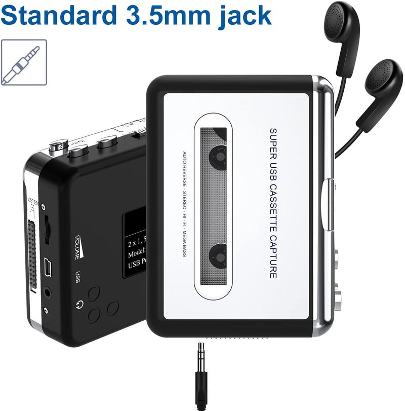 ETZIN إزكاب محول الكاسيت إلى MP3، مشغل كاسيت USB من إتزين من الأشرطة إلى MP3، ملفات رقمية للابتوب والكمبيوتر والماك مع سماعات من الأشرطة إلى MP3-إزكاب-218-EPL-148CA-01. - Image 4