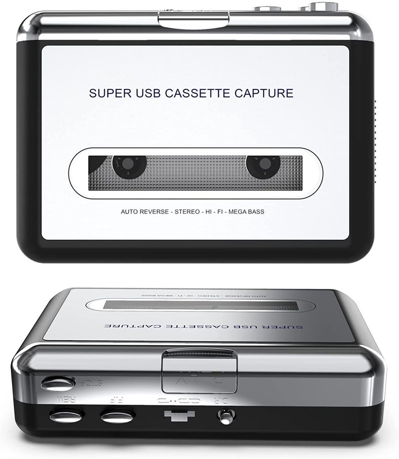 ETZIN إزكاب محول الكاسيت إلى MP3، مشغل كاسيت USB من إتزين من الأشرطة إلى MP3، ملفات رقمية للابتوب والكمبيوتر والماك مع سماعات من الأشرطة إلى MP3-إزكاب-218-EPL-148CA-01. - Image 1