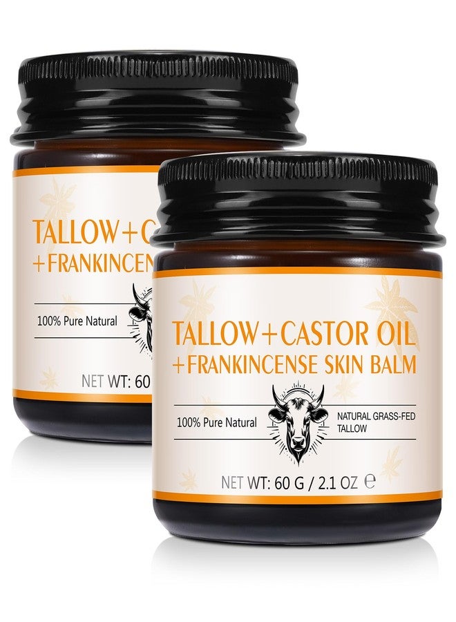 Tiuedu 2Pack Tallow, Castor Oil and Frankincense Oil Skin Balm, 100% Grass-Fed Tallow for Face & Body Moisturizer, Deep Moisturizing Cream, Moisturizer for Dry, Cracked Skin, All Skin Types - Image 1