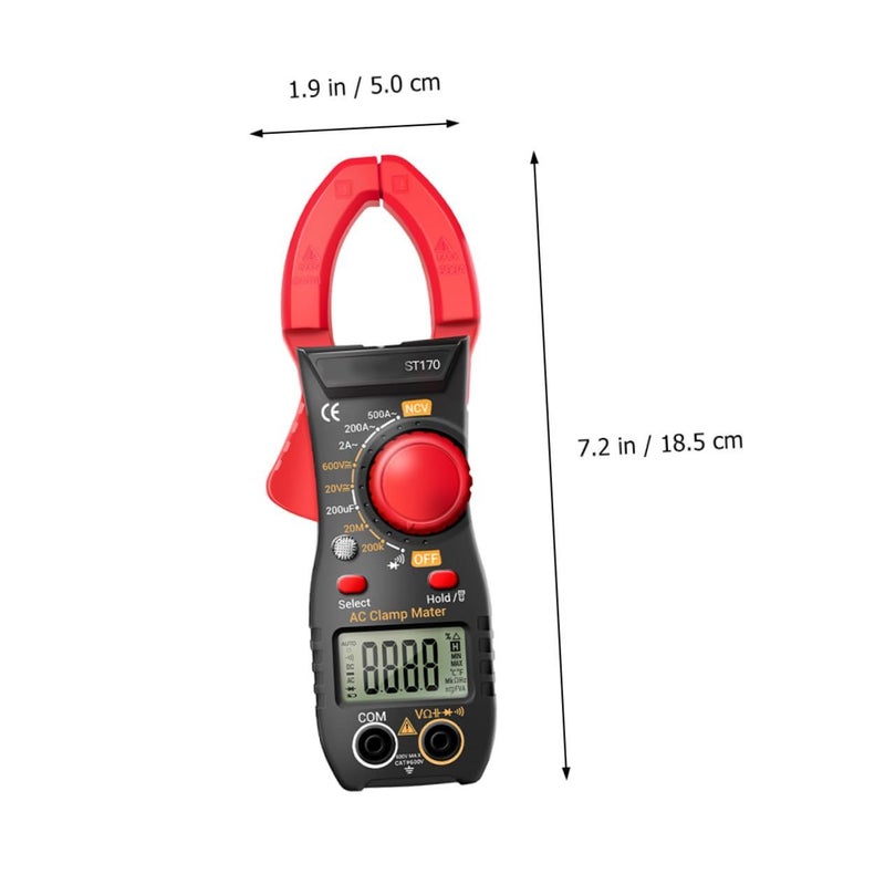 High Precision Digital Clamp Multimeter Ncv Non Contact Voltage Detection Backlight Display Flashlight Compact Electrician Tool For Ac Dc Testing And Electrical Maintenance Red - Image 3