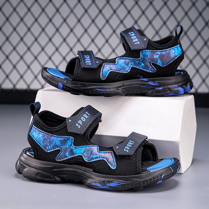 2024 Explosions Boys Sandals Velcro Casual Boys Breathable Hollow Out Non-Slip Sandals For Large Children - Image 3