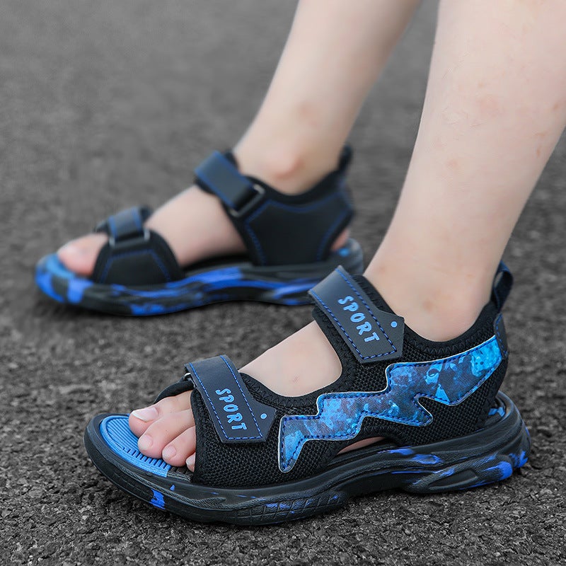 2024 Explosions Boys Sandals Velcro Casual Boys Breathable Hollow Out Non-Slip Sandals For Large Children - Image 5