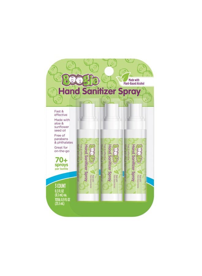 Boogie Kids Hand Sanitizer Spray for Babies &Toddlers, Great for Diaper Bags and Backpacks, Plant Based Alcohol, Made With Aloe & Sunflower Seed Oil, 3 Count (Pack of 1) - Image 1