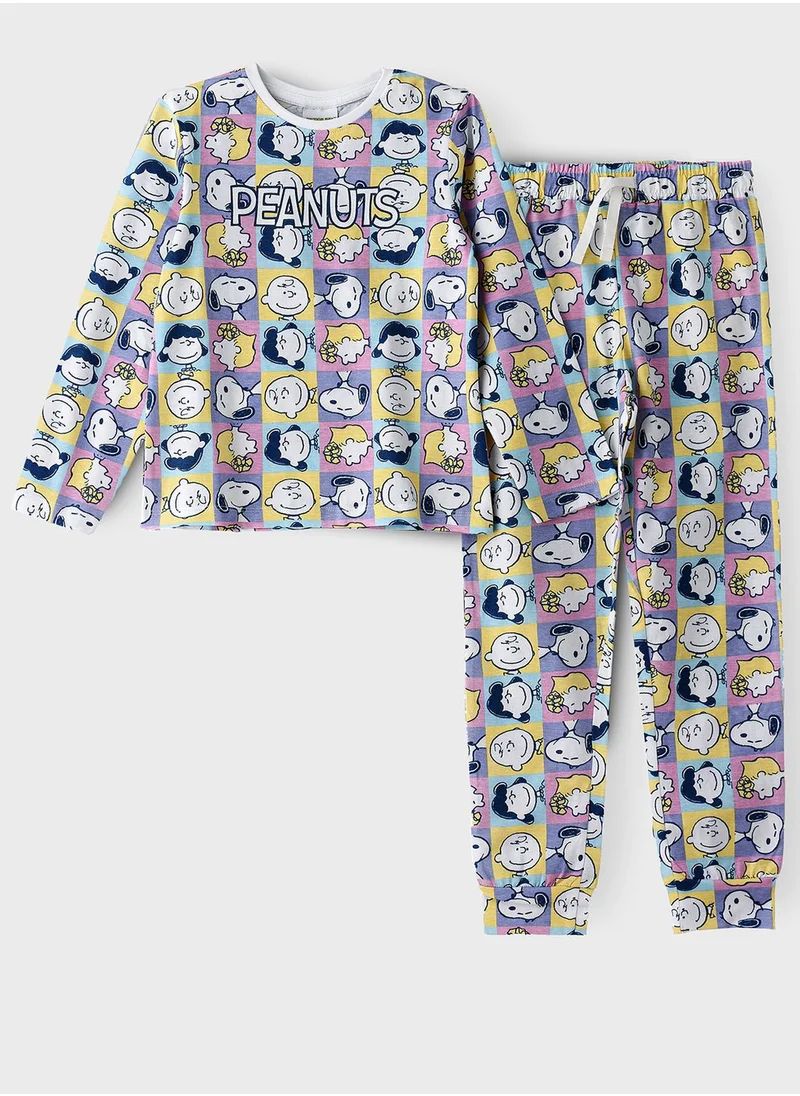 أوربان هول Kids Snoopy Printed T-Shirt & Pyjama Set