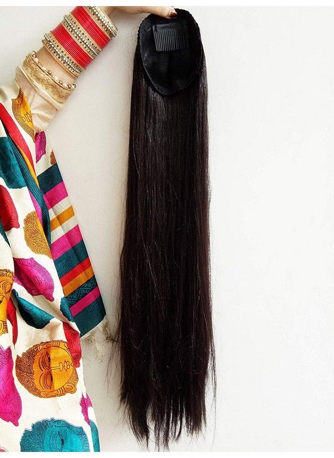 Foreign Holics - Long Bun Ponytail Hair Extension For Women And Girls (Brown 30 Inch) - Image 1