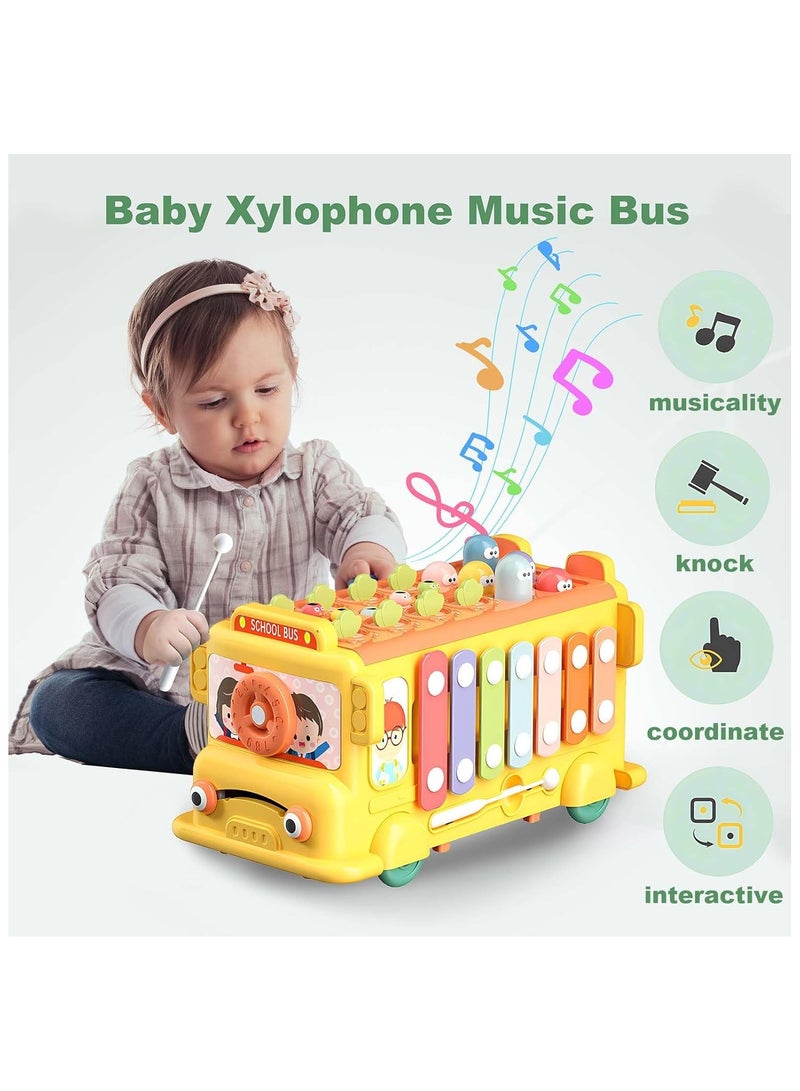 NNEWVANTE Baby School Bus Toy for Toddlers 1-3,Baby Xylophone