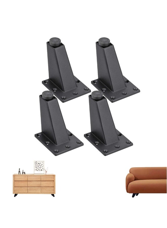 Adjustable Furniture Legs, 4Pcs Aluminum Alloy Oblique Tapered Legs Kitchen Feet Chair Legs for Sofa Table Cabinet Worktop Bar TV Desk Support Legs (Black) - Image 1