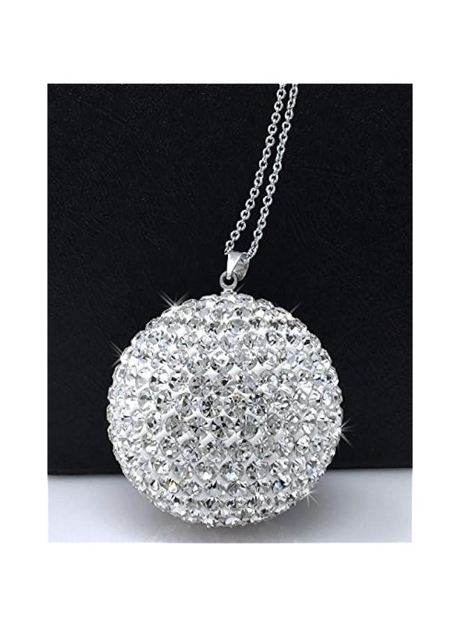 Decoration الكريستال الكرة مرآة الرؤية الخلفية للسيارات الديكور ، حجر الراين شنقا اكسسوارات السيارات ، وامض السيدات اكسسوارات السيارات ، الكريستال الكرة الشمسية الصيد والمجوهرات ، والسيارات الديكور الداخلي جلام ( فضي )  - Image 1
